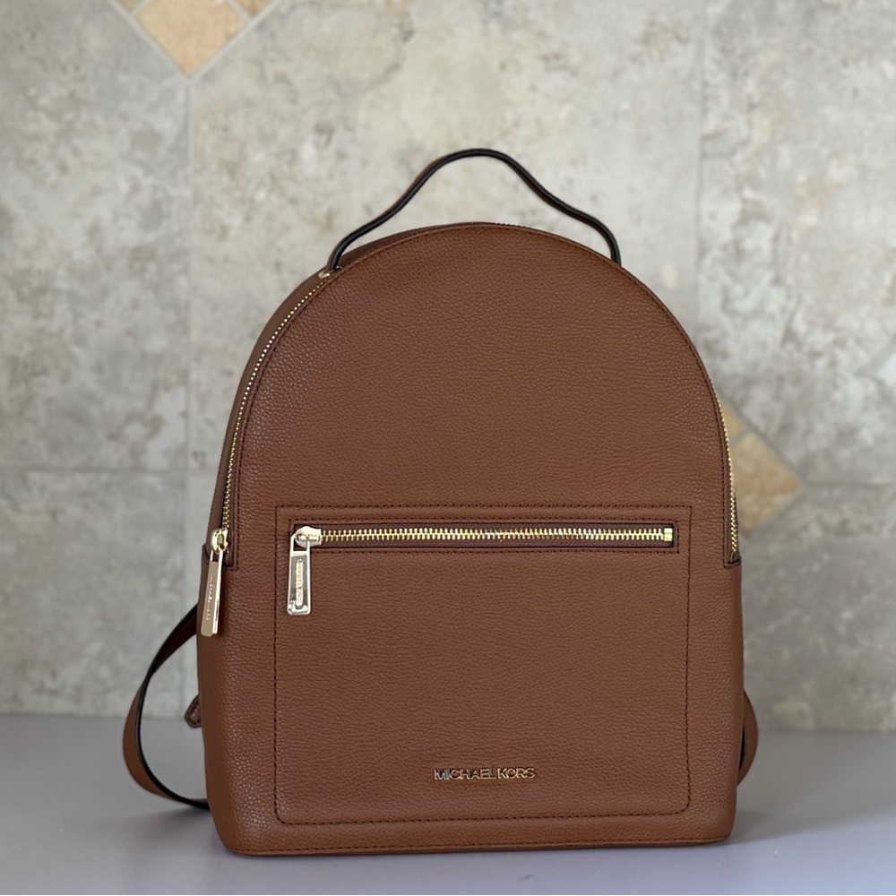 Michael Kors Jessa MD Brown Leather Backpack - Picture 3 of 13